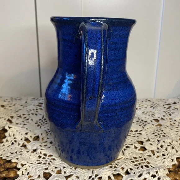 Made in Jerome Arizona Pottery Cobalt Blue Large Pitcher - Picture 4 of 8